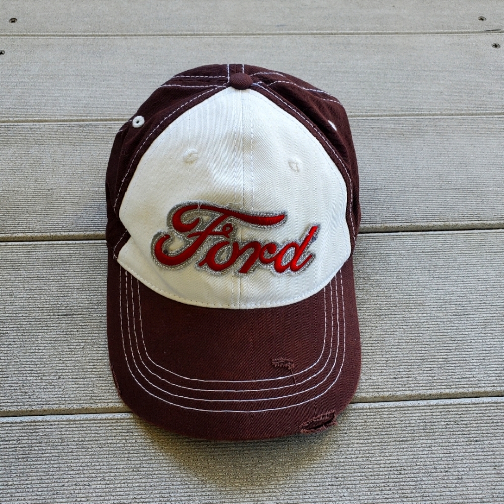 Ford Logo Embroidered Brown Strapback Hat